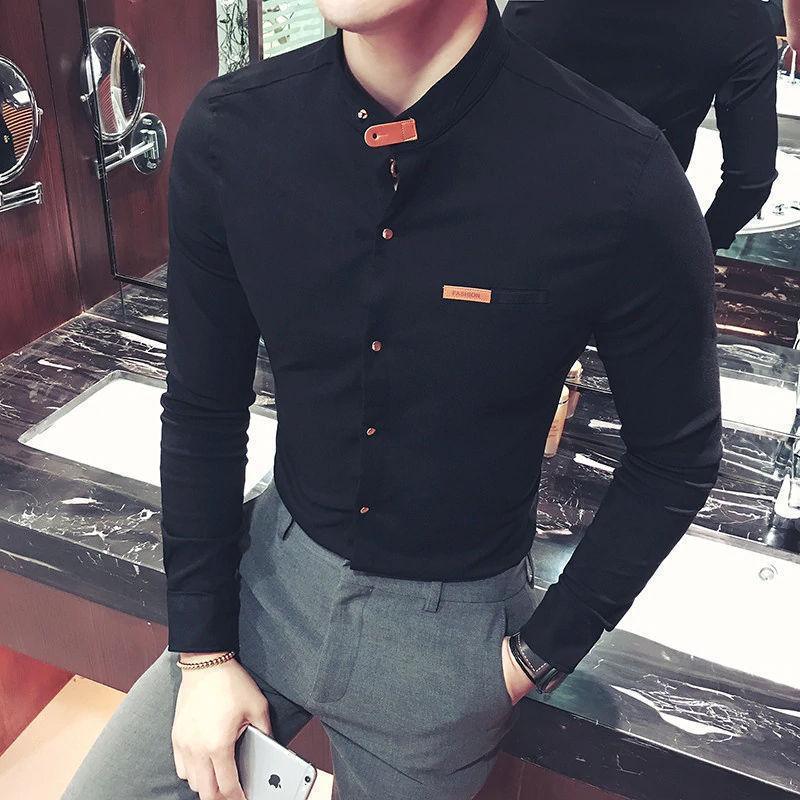 Black shirt for men styled for party evening and smart-casual outfits