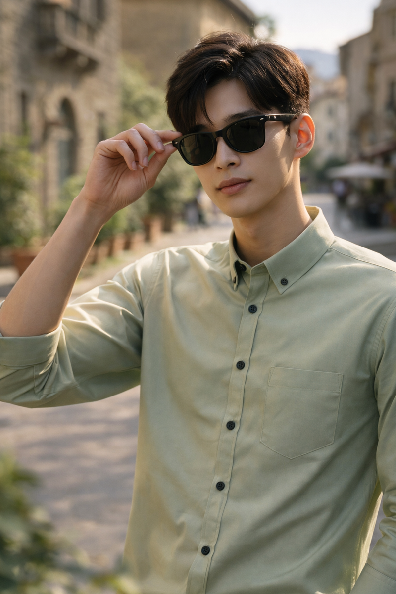 Men's Sage Green Slim Fit Casual Shirt 4