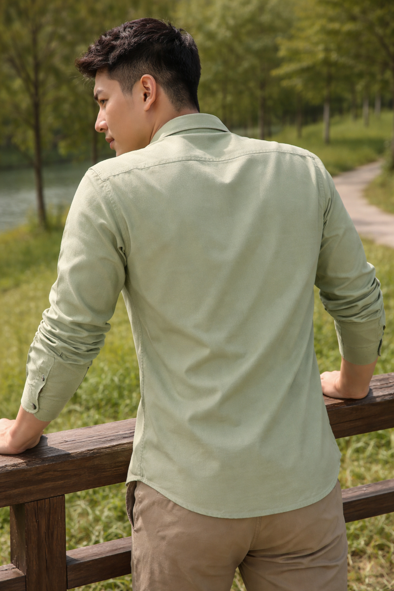 Men's Light Green Slim Fit Casual Shirt 7