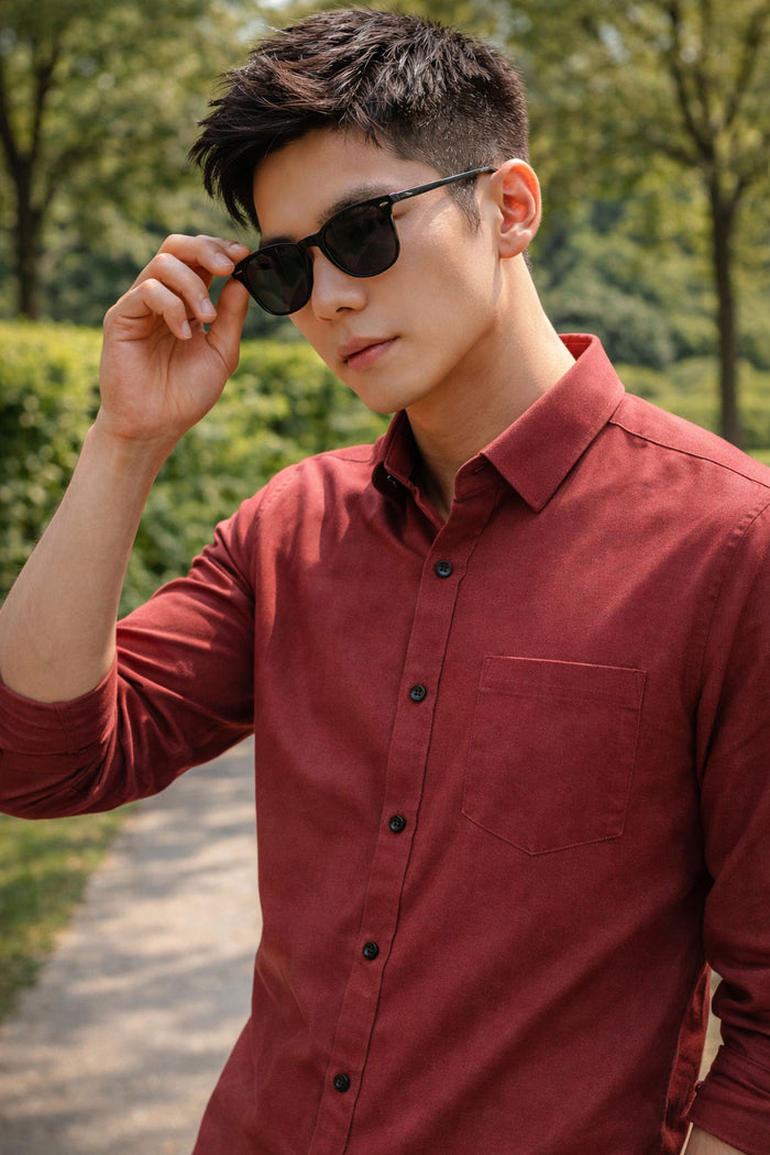 Men's Rust Red Slim Fit Casual Shirt 2