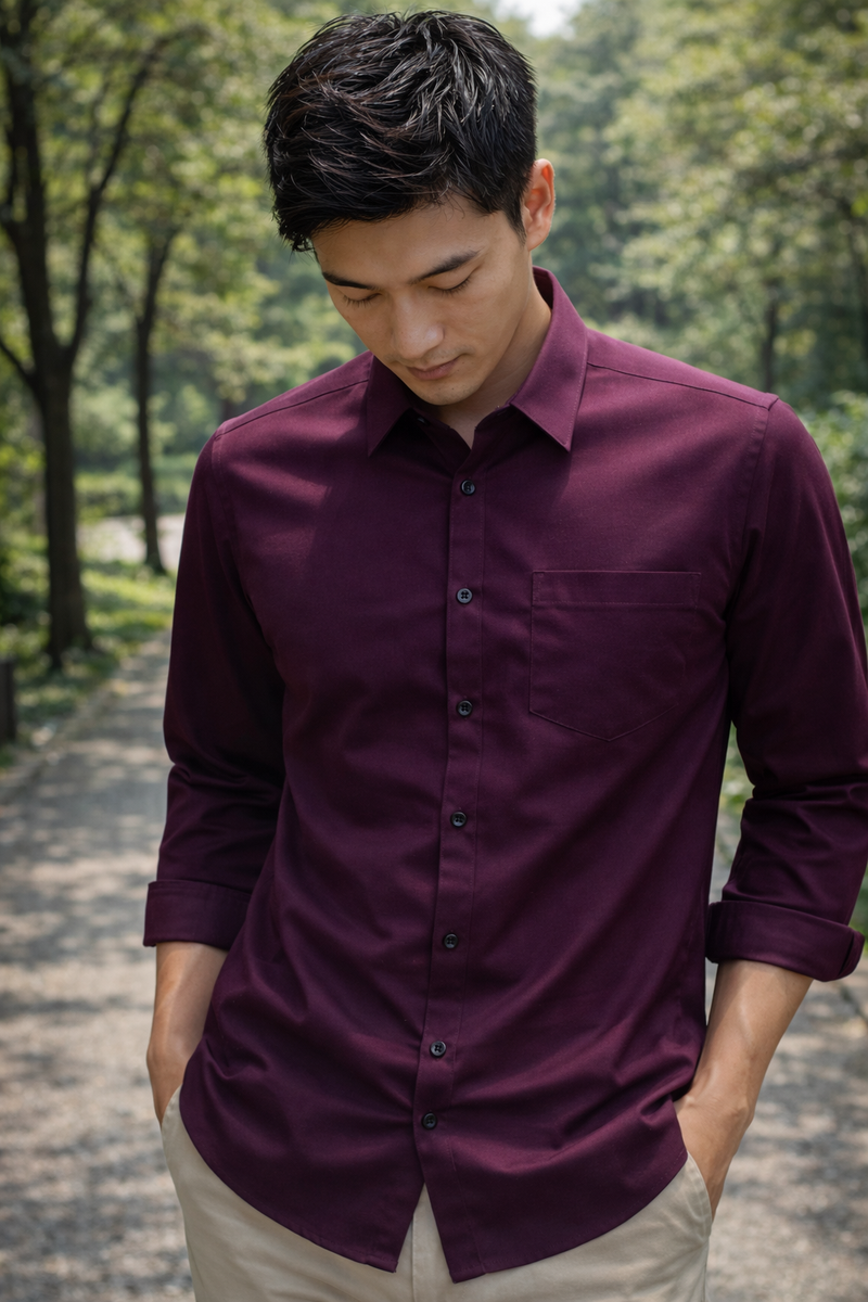 Men's Deep Purple Slim Fit Casual Shirt 8