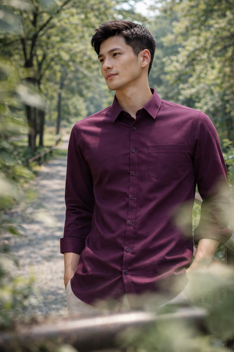Men's Deep Purple Slim Fit Casual Shirt 9