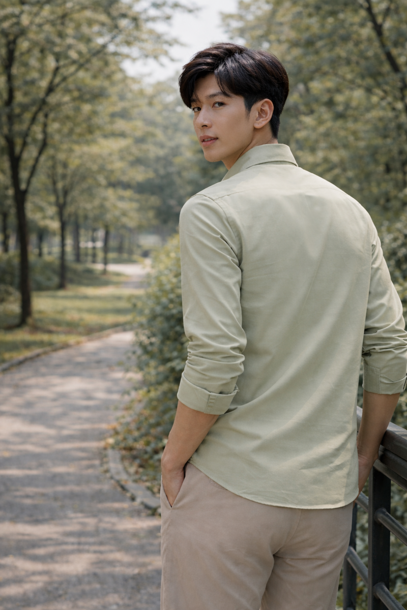 Men's Sage Green Slim Fit Casual Shirt 9