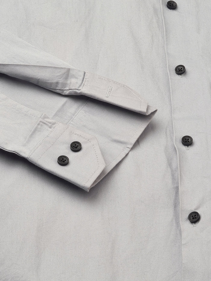 Pays Solid Silver Cotton Shirts for Men 2