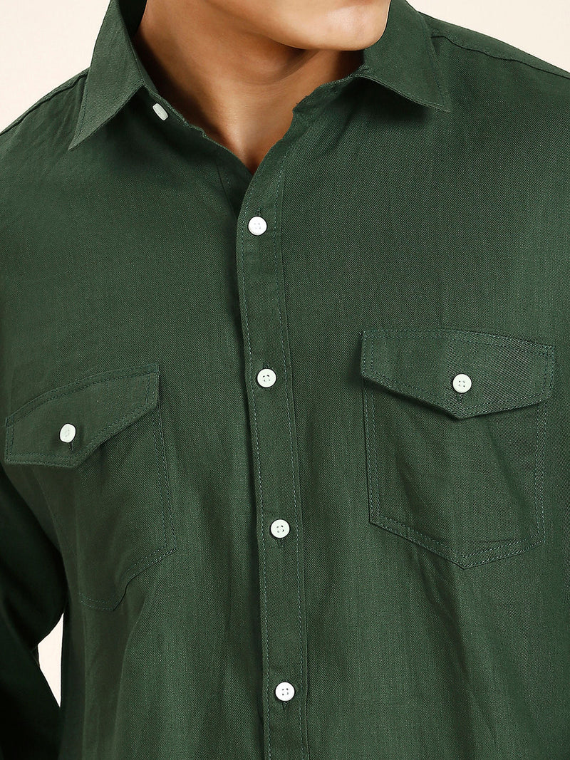 Green Double Pocket Shirt for Men 4