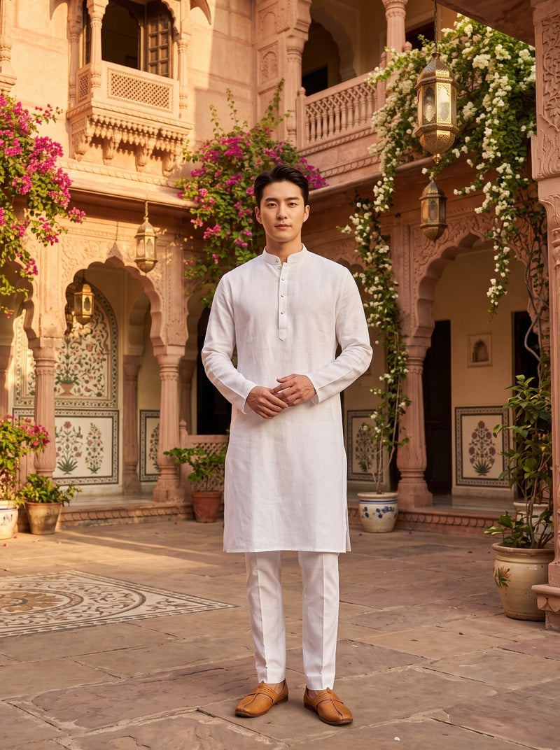 Men's White Magic Cloth Kurta Pyjama Set 2