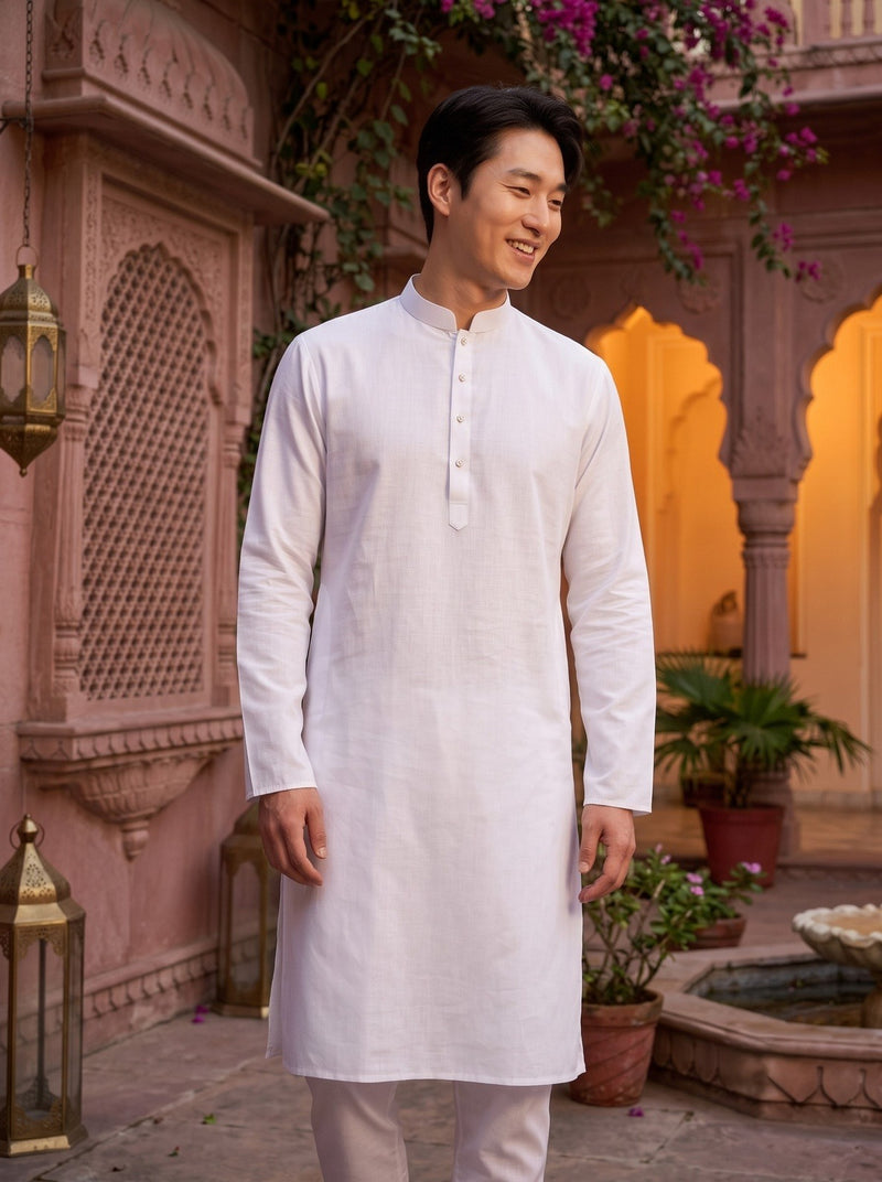 Men's White Magic Cloth Kurta Pyjama Set 6