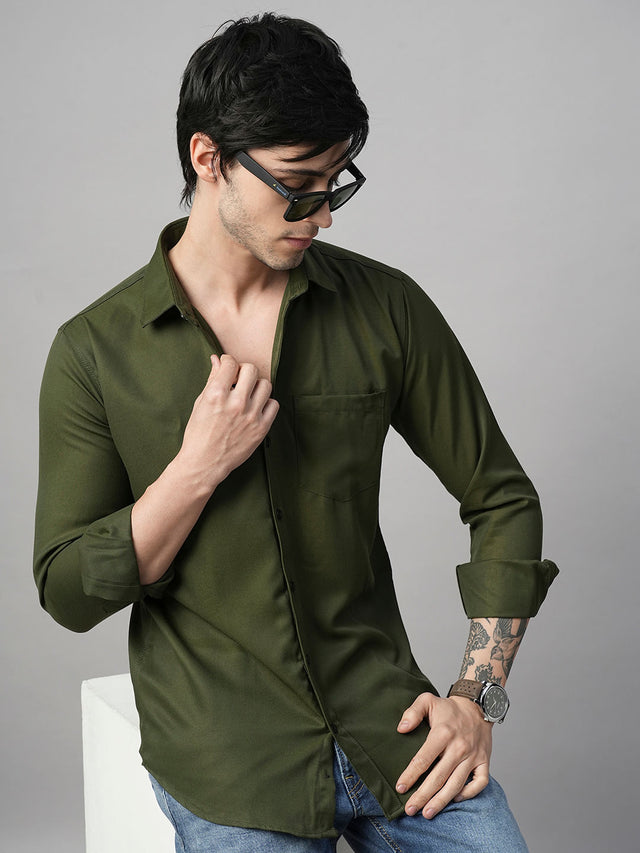 Lorient Green Polyester Shirts for Men — TryBuy®