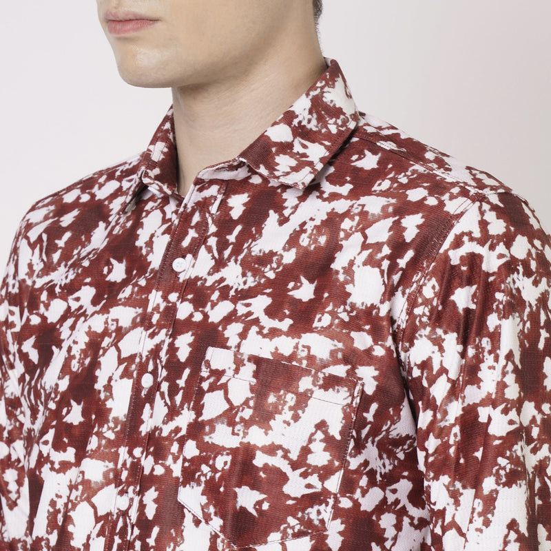 Red and White Abstract Printed Shirt for Men 3
