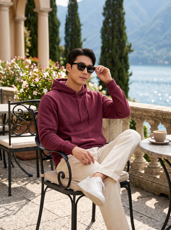 hombre granate 100% algodon Pullover Hoodie 2