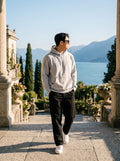 Men's Light Grey Marl 100% Cotton Pullover Hoodie