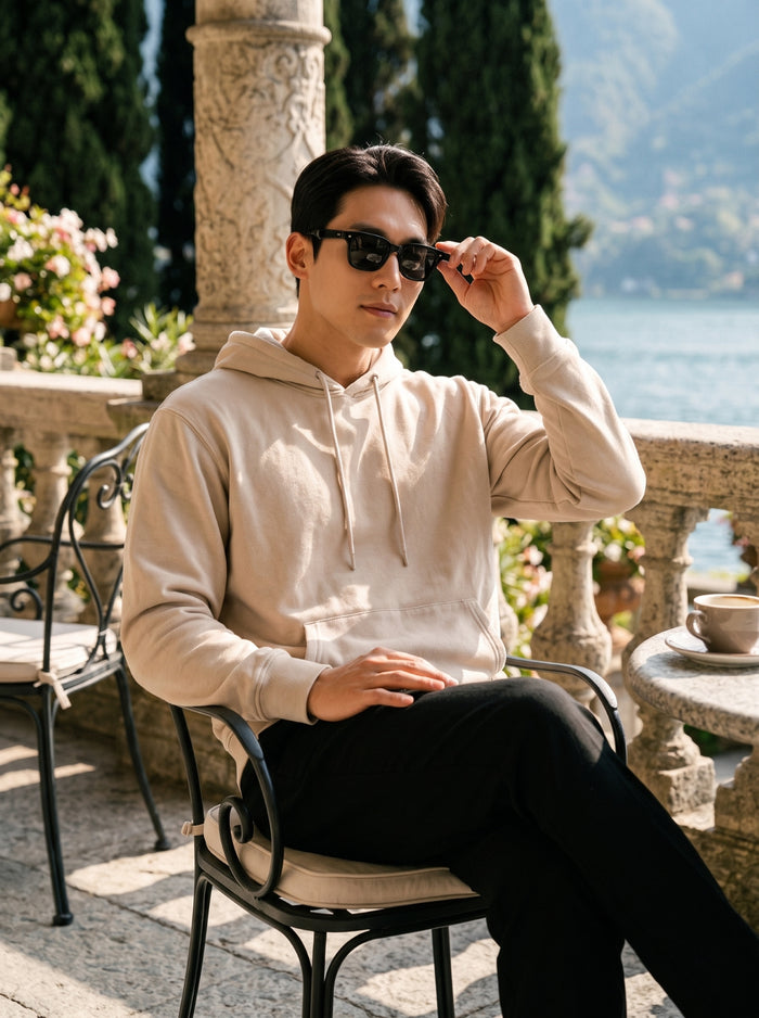 hombre beige 100% algodon Pullover Hoodie 2