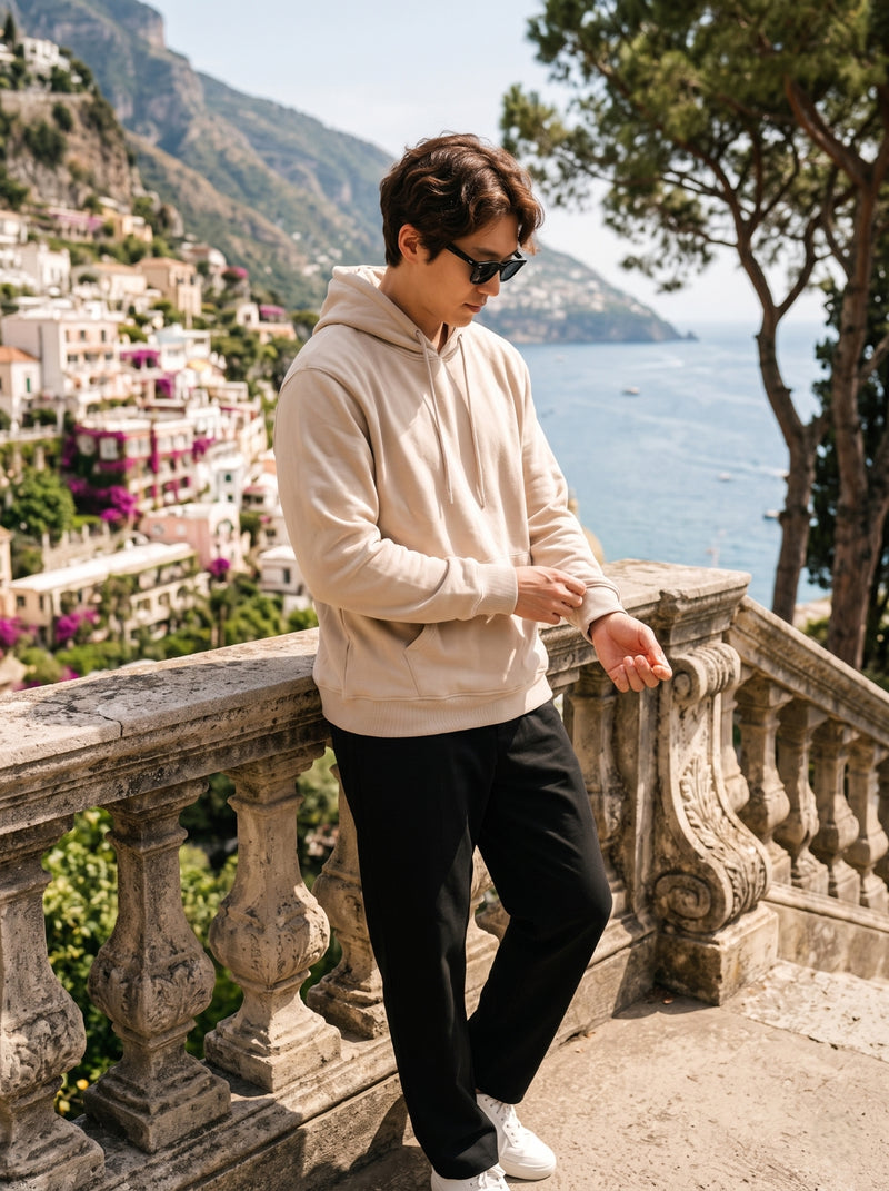 hombre beige 100% algodon Pullover Hoodie 5