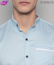 Mandarin Sky Blue Men's Shirt