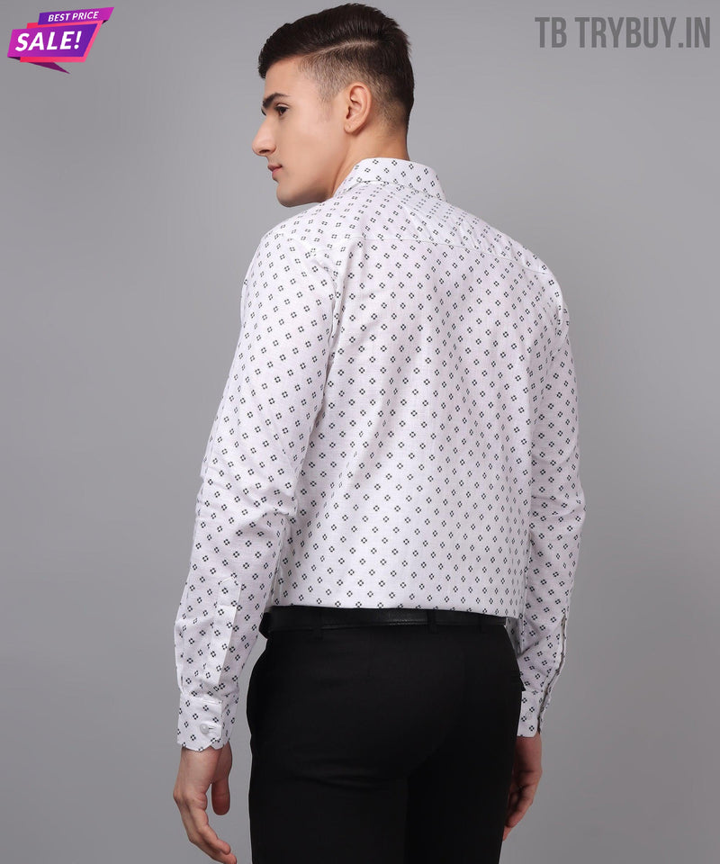 Velam luxo branco estampado camisa masculina 8
