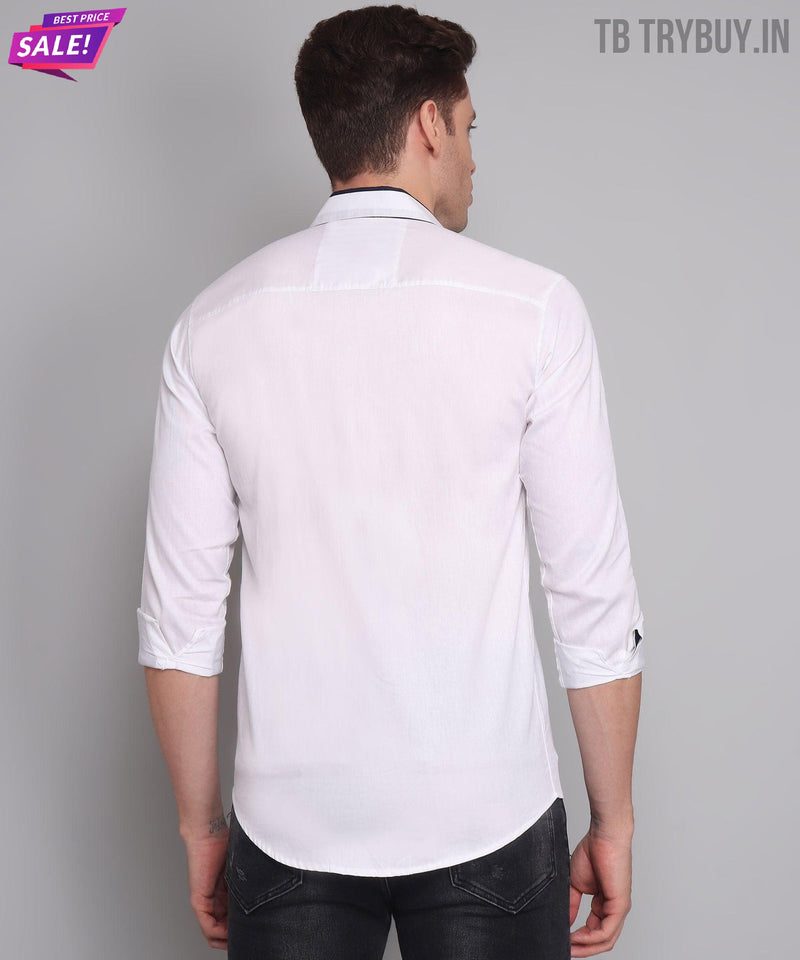 White Cotton Shirt for Men with Double Cuffs 6