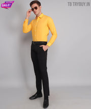 Luxurious Exclusive TryBuy Premium Wrikle-Free Yellow Casual/Formal Shirt for Men