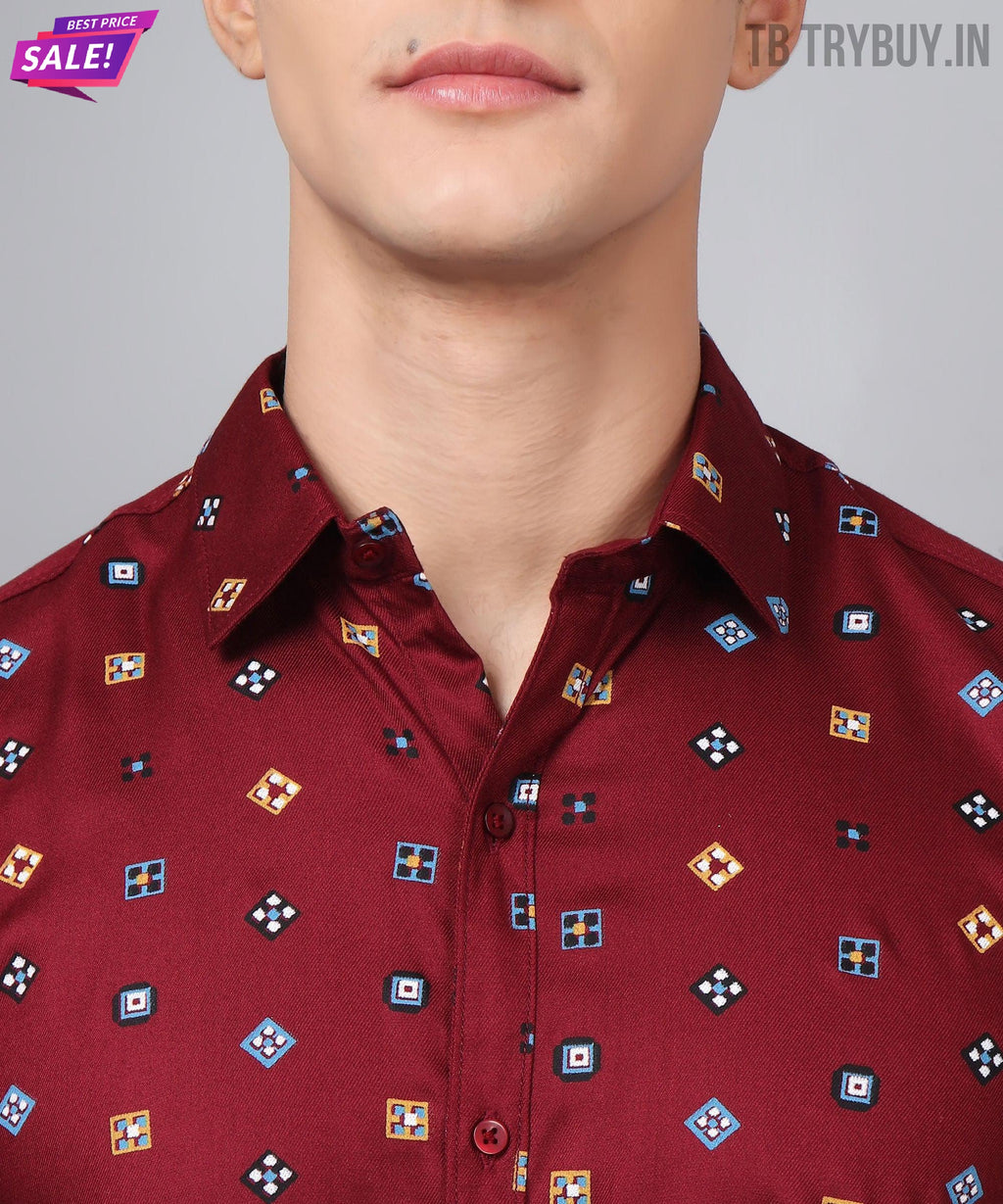 a man wearing a red shirt and glasses