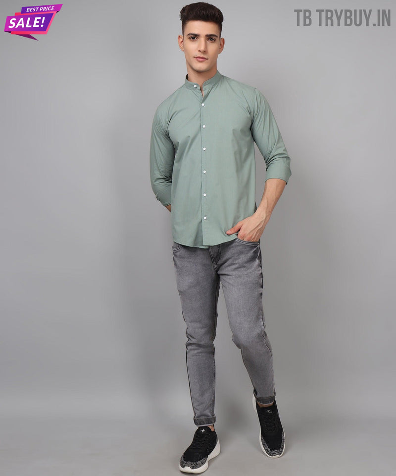Ocean Green Cotton Shirt for Men 4