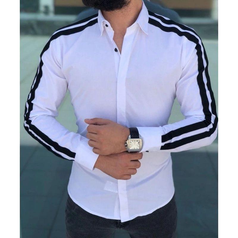 White Stripe Men's Shirt — TryBuy®