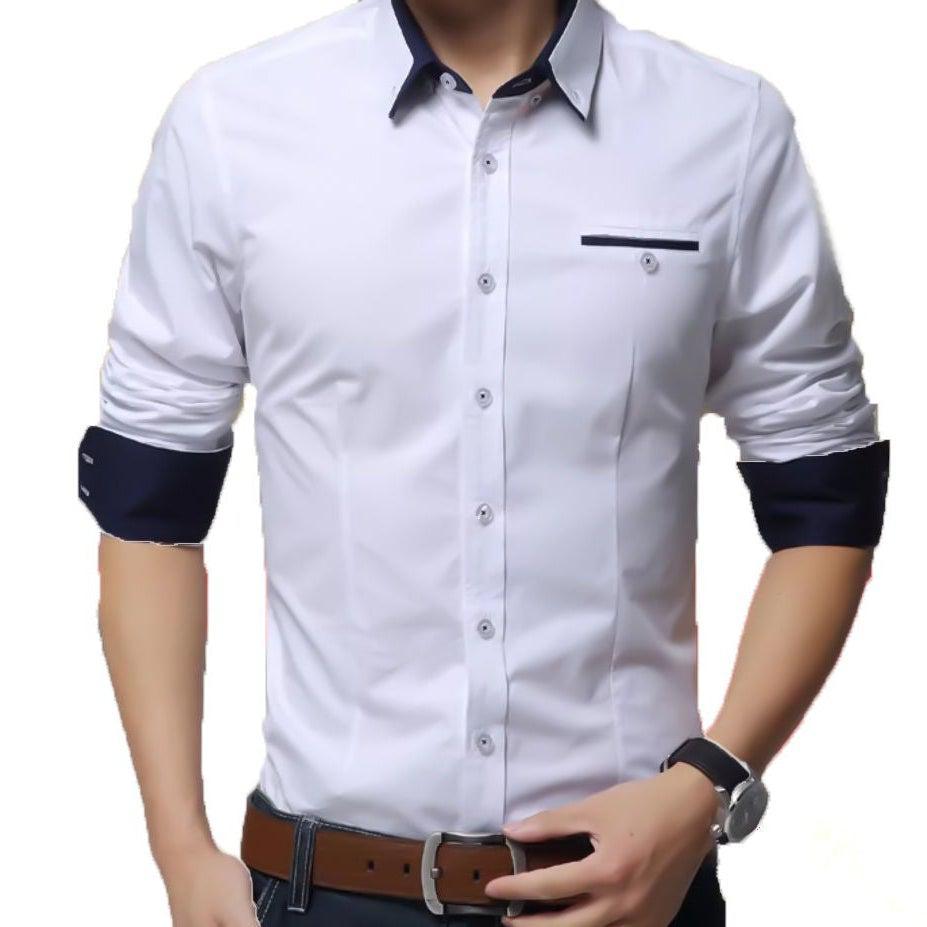 a man wearing a white shirt and black pants