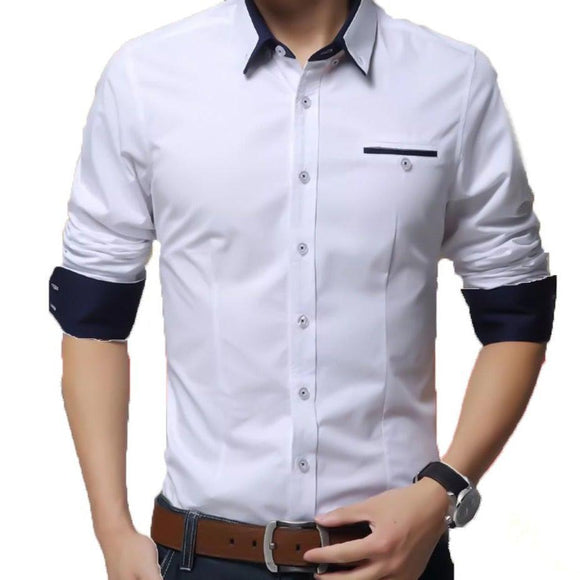 a man wearing a white shirt and black pants