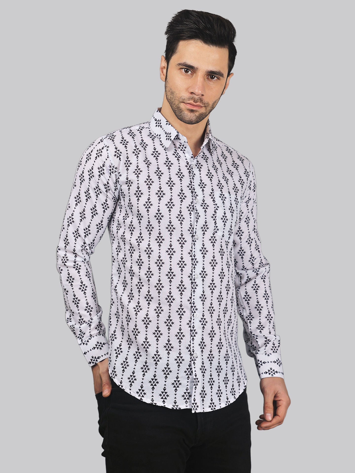 Calliope Men's Printed Full Sleeve Casual Linen Shirt - TryBuy® USA🇺🇸