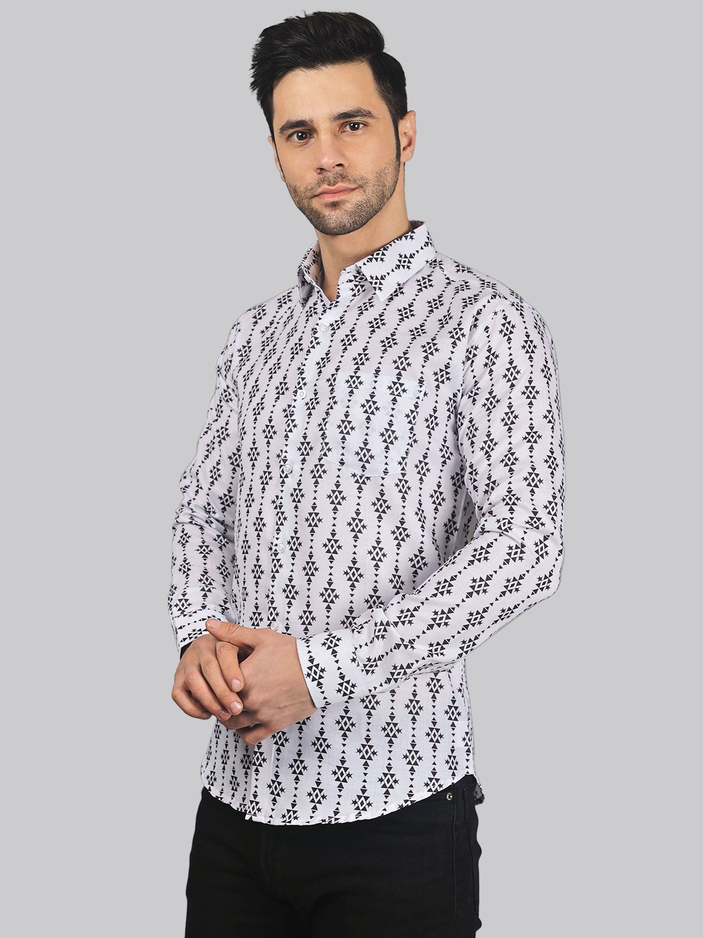 Calliope Men's Printed Full Sleeve Casual Linen Shirt - TryBuy® USA🇺🇸