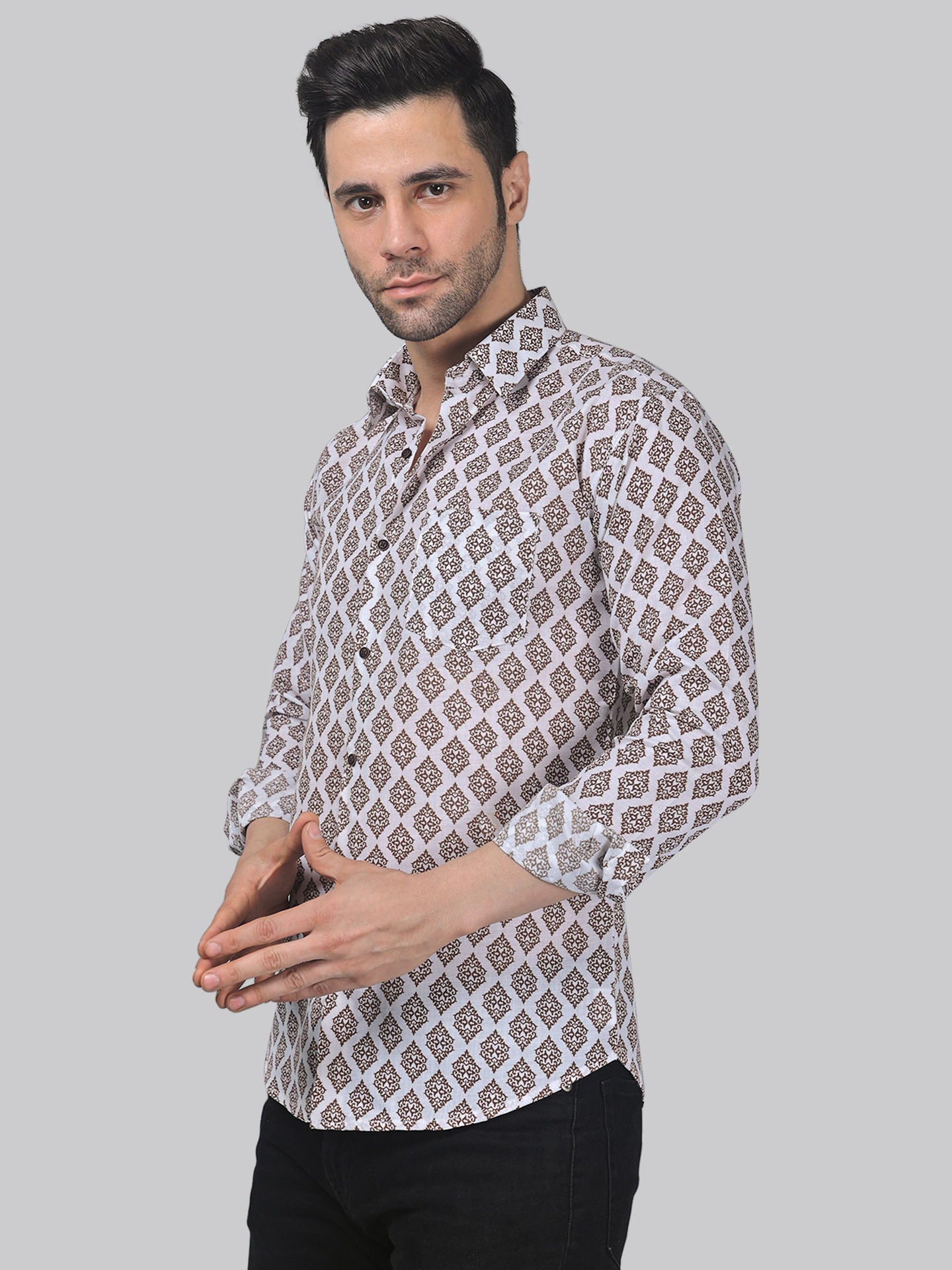 Celestia Men's Printed Full Sleeve Casual Linen Shirt - TryBuy® USA🇺🇸