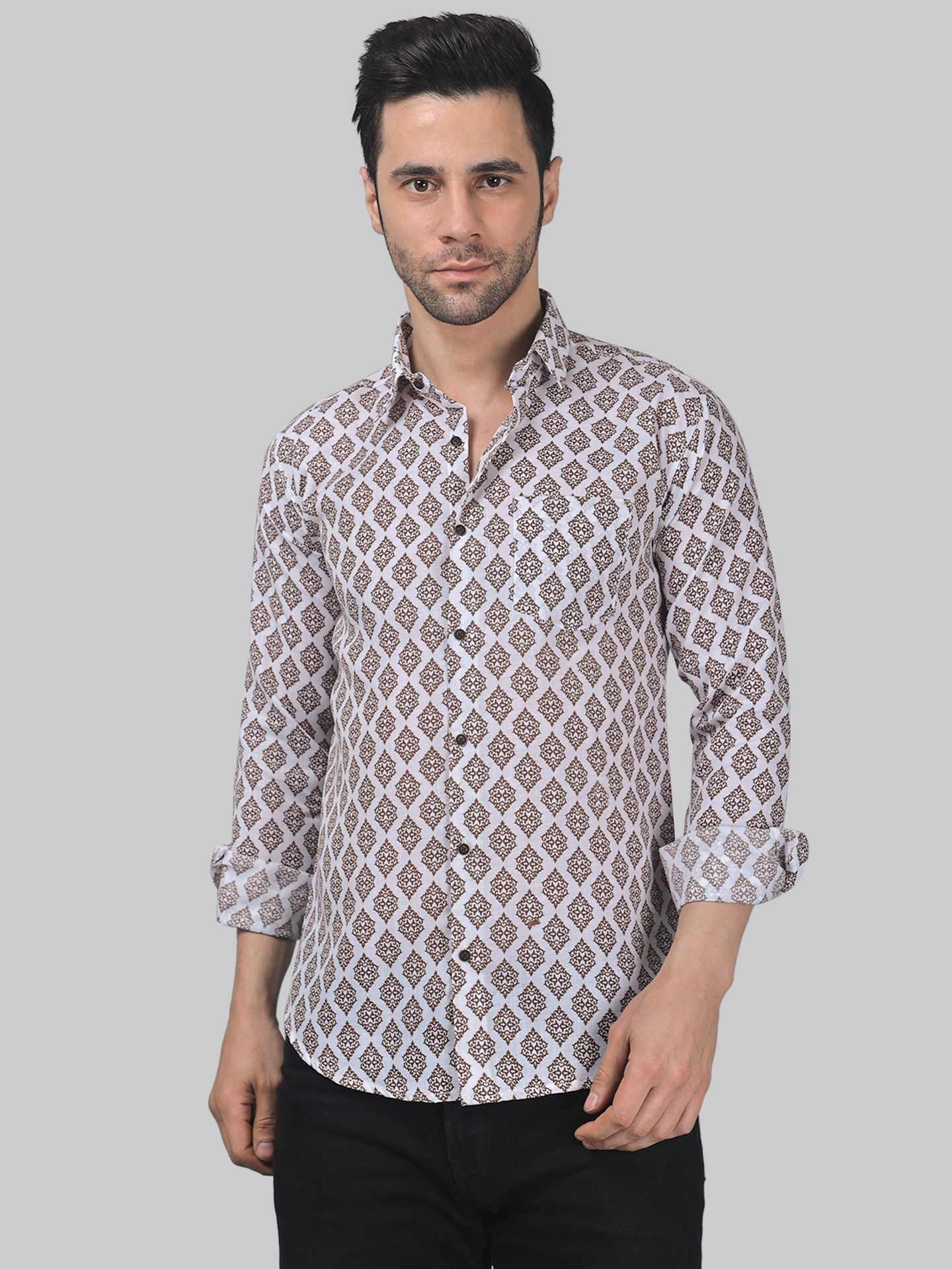 Celestia Men's Printed Full Sleeve Casual Linen Shirt - TryBuy® USA🇺🇸