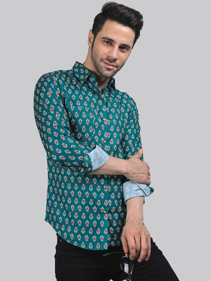 Coral Cavern Cotton Blend Printed Shirt for Men 2