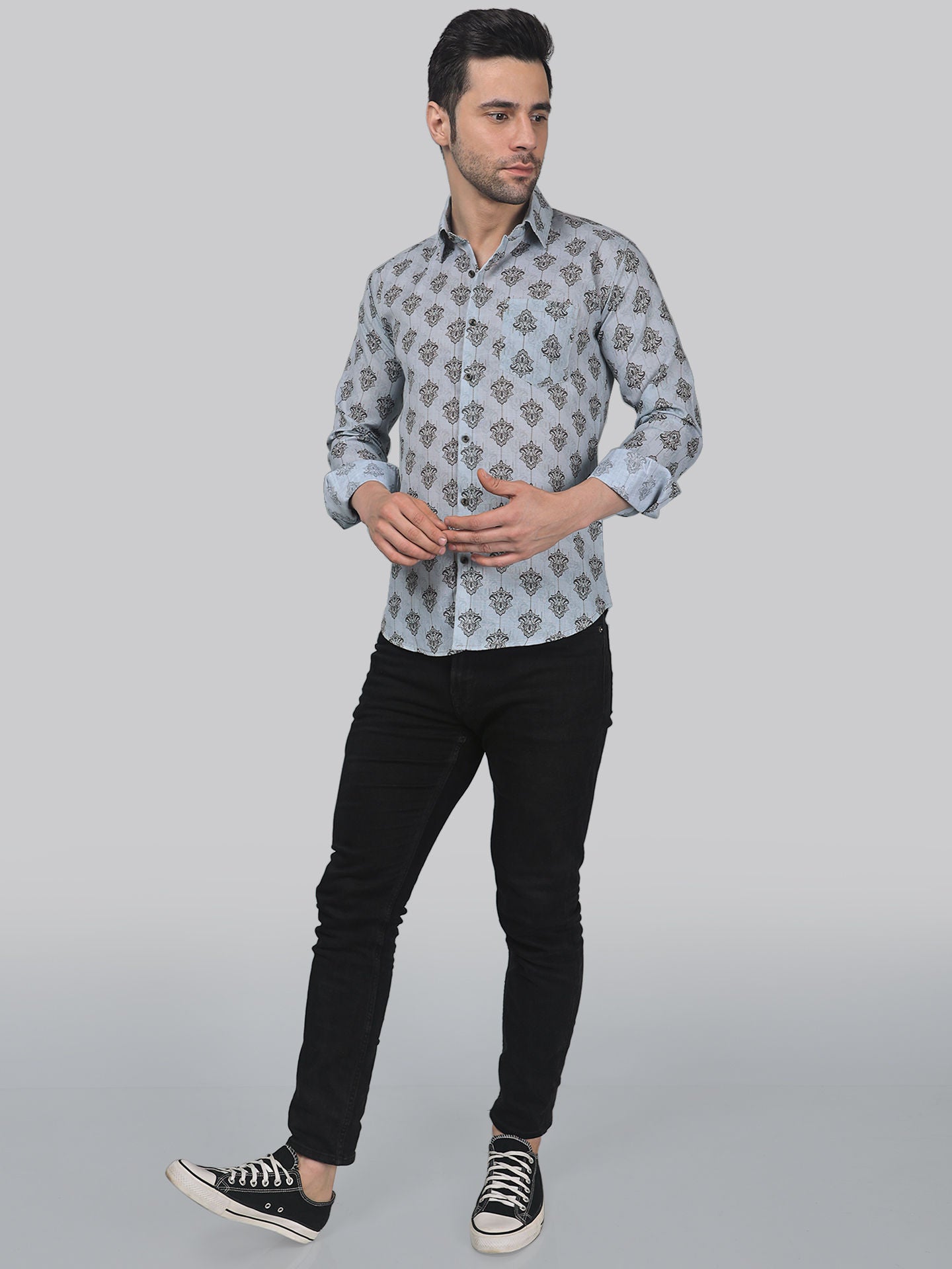Flamingo Frenzy Men's Printed Full Sleeve Casual Linen Shirt - TryBuy® USA🇺🇸