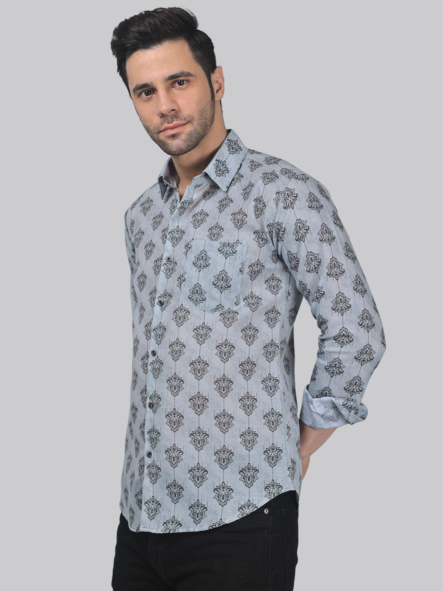 Flamingo Frenzy Men's Printed Full Sleeve Casual Linen Shirt - TryBuy® USA🇺🇸