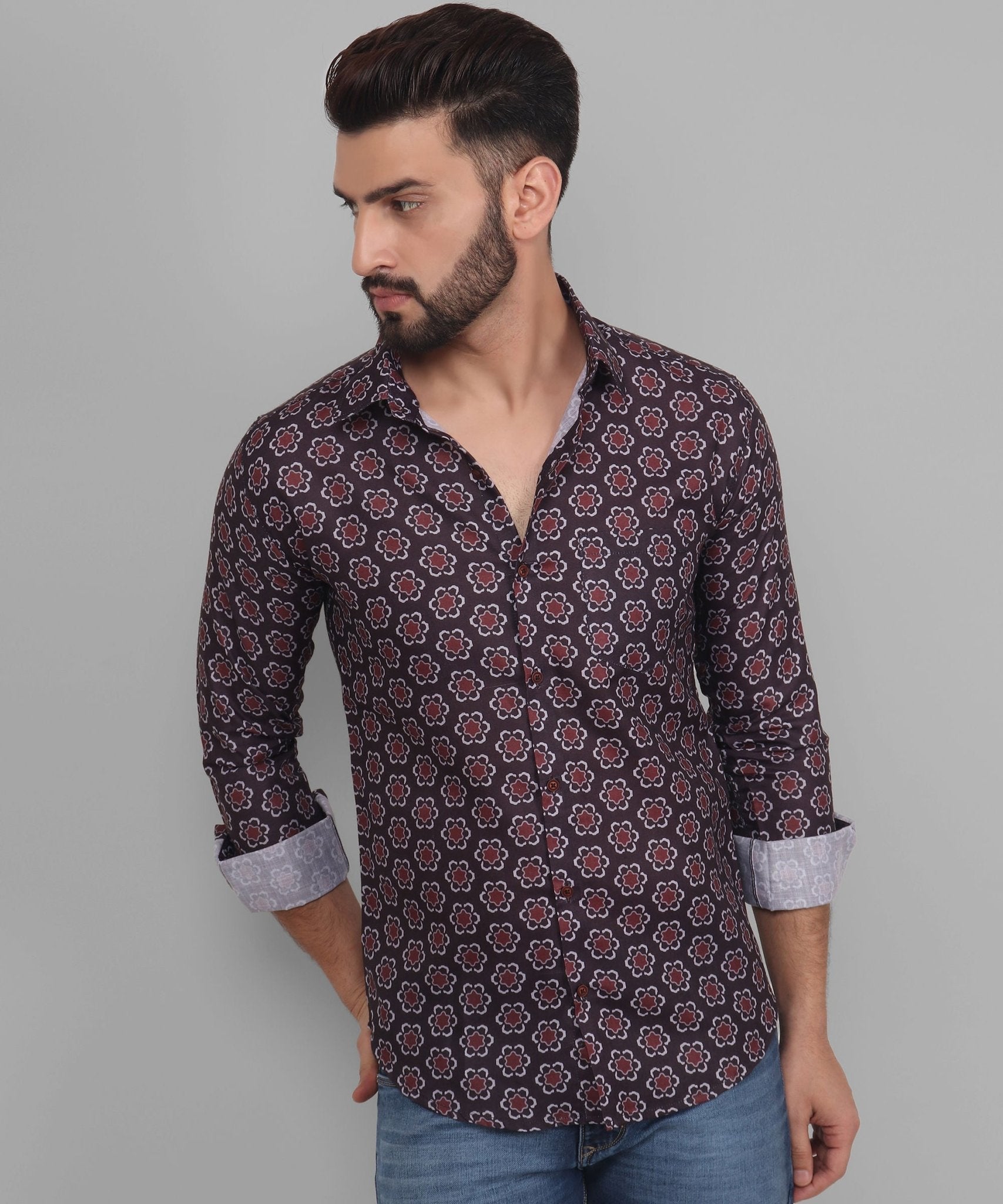 Grande Men's Printed Full Sleeve Casual Linen Shirt - TryBuy® USA🇺🇸