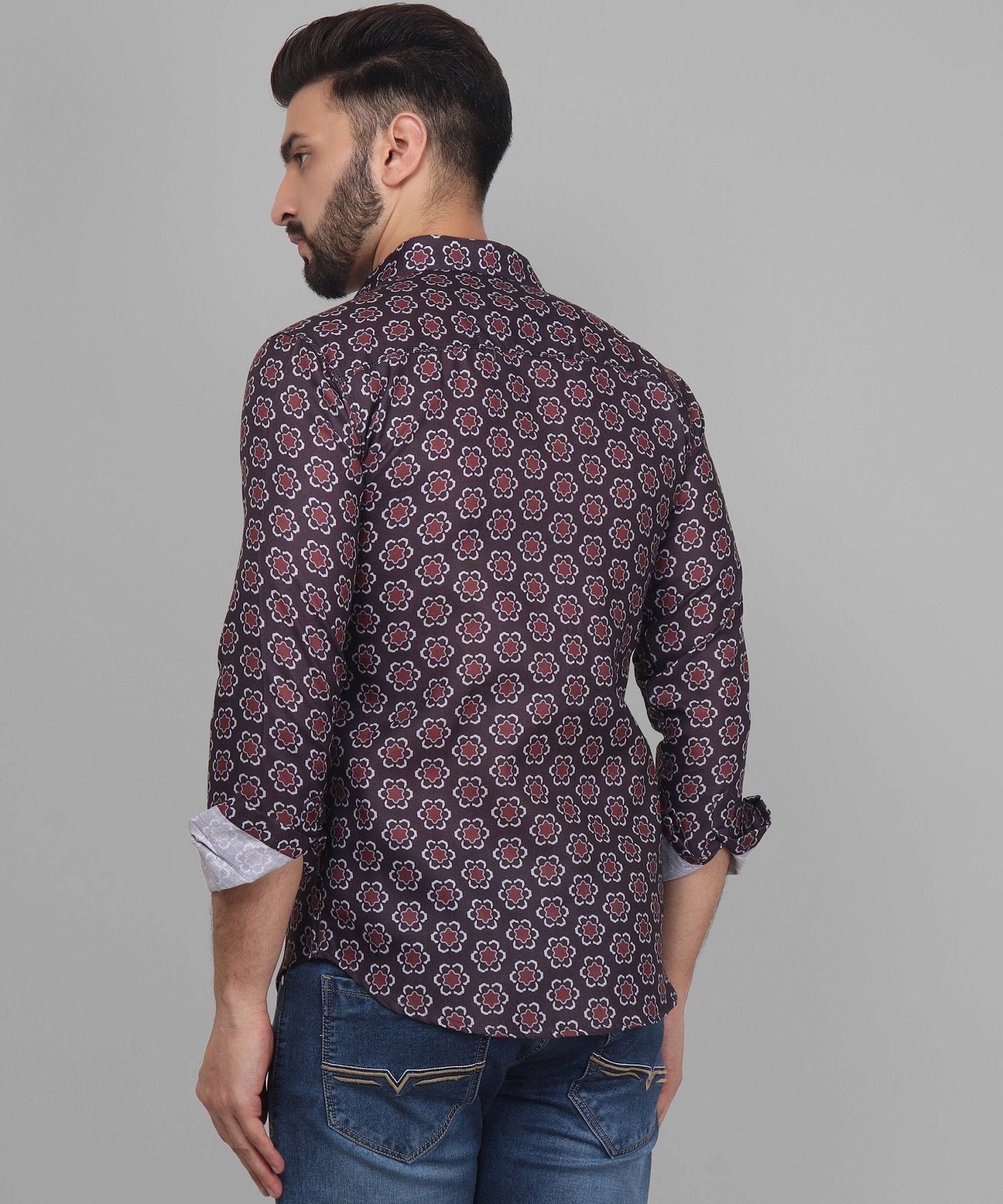 Grande Men's Printed Full Sleeve Casual Linen Shirt - TryBuy® USA🇺🇸