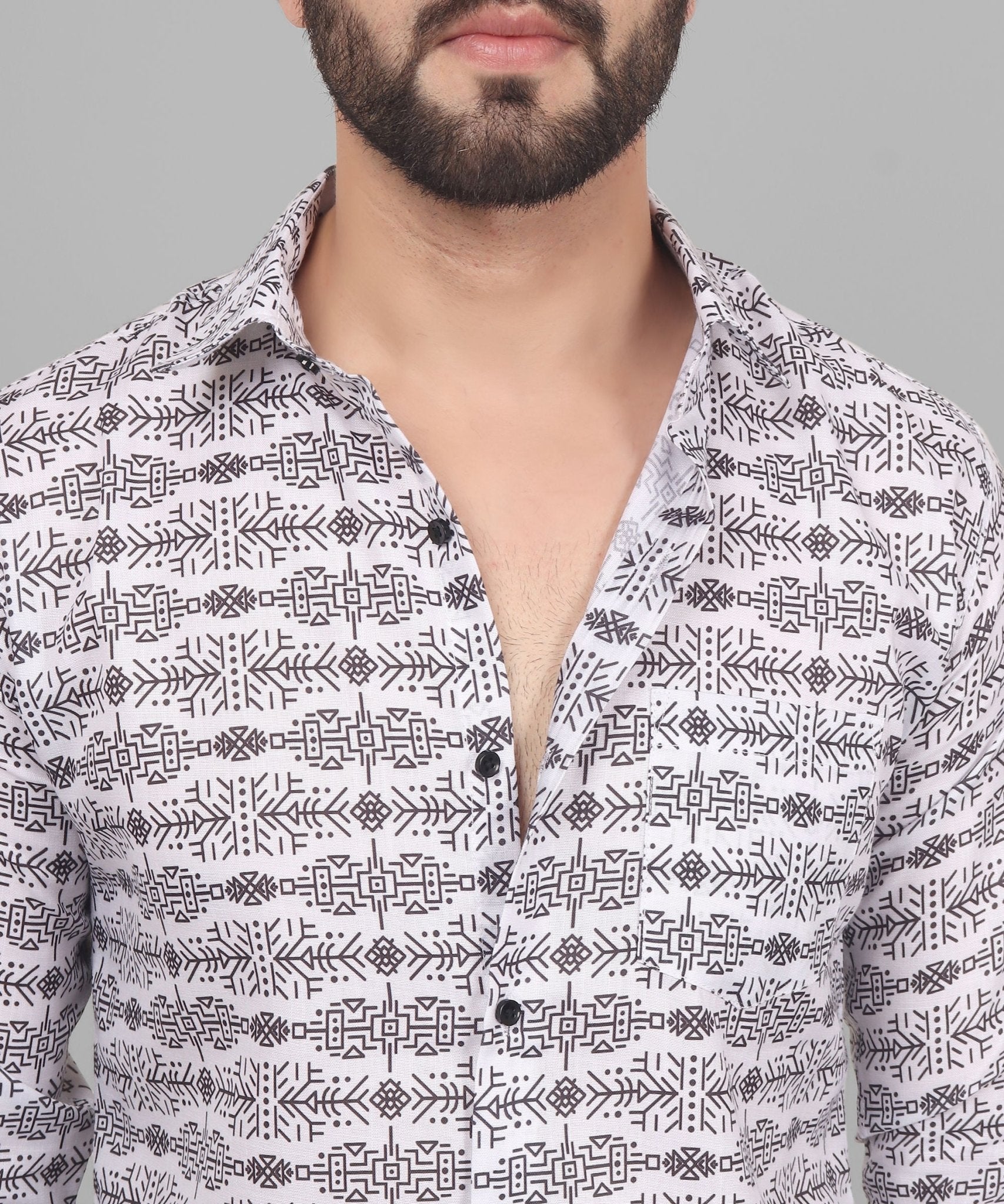 Luxe Trendy Exclusive Men's Printed Full Sleeve Casual Cotton Shirt - TryBuy® USA🇺🇸