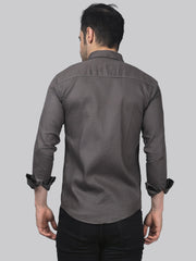 Sporty-luxe TryBuy Premium Grey Cotton Casual Shirt for Men - TryBuy® USA🇺🇸