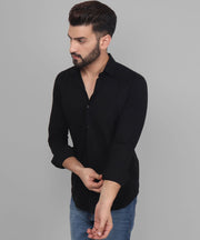 TryBuy Exclusive Black Solid Button Down Cotton Shirt for Men - TryBuy® USA🇺🇸