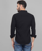 TryBuy Exclusive Black Solid Button Down Cotton Shirt for Men - TryBuy® USA🇺🇸