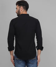 Button Down Black Cotton Men's Shirt