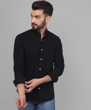 Button Down Black Cotton Men's Shirt