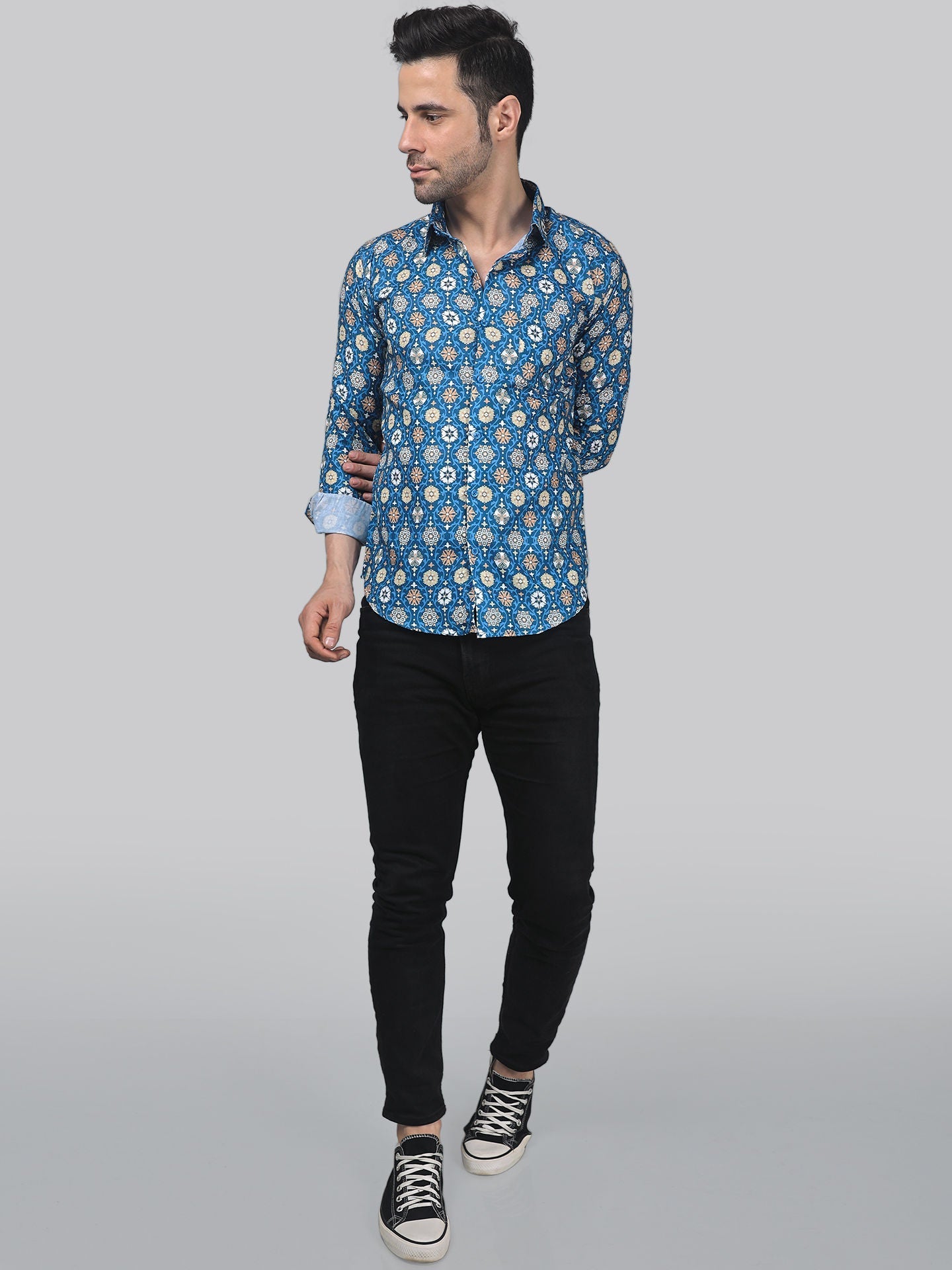 TryBuy Men's Comfy Designer Linen Casual Printed Full Sleeves Shirt - TryBuy® USA🇺🇸