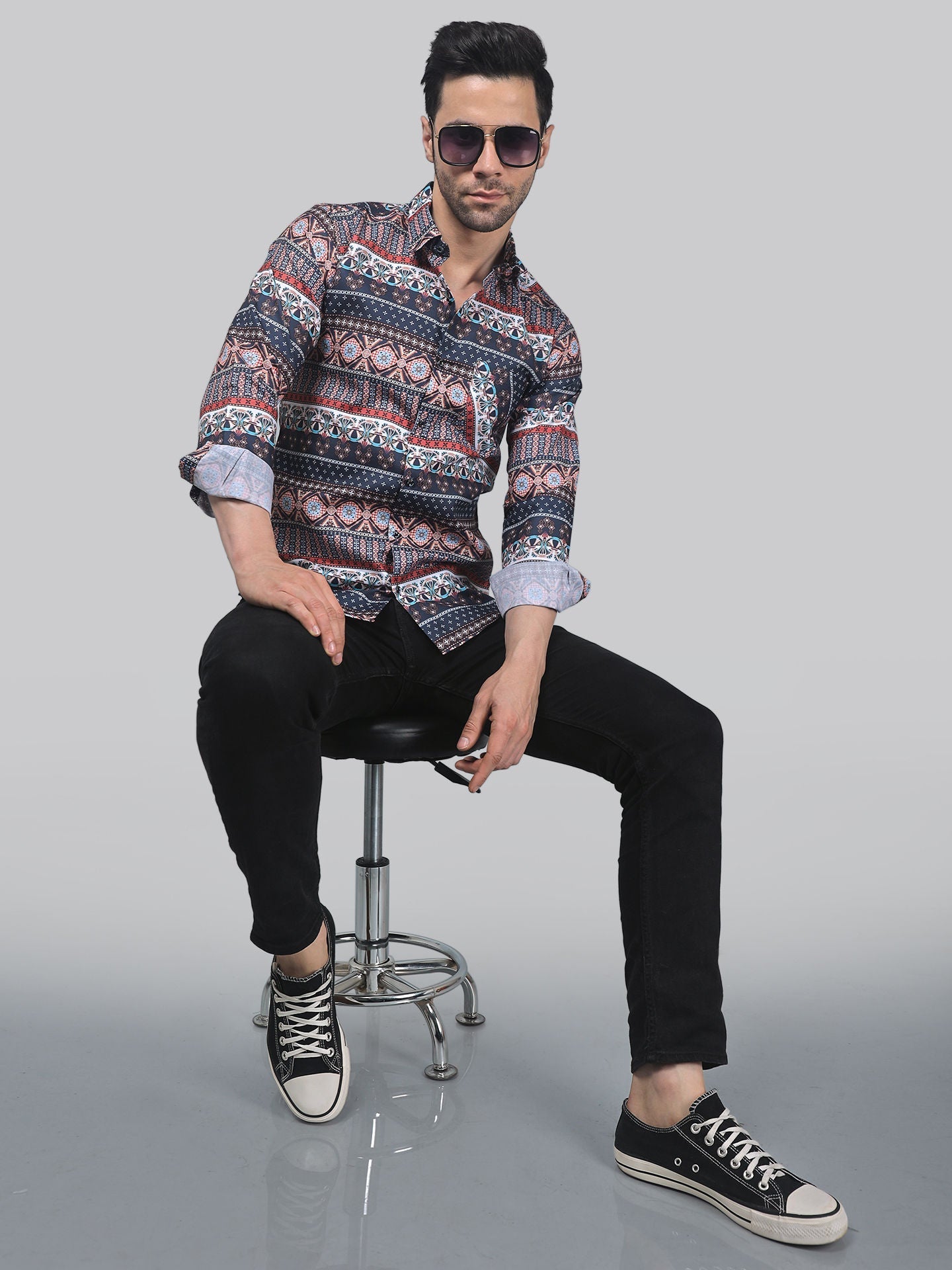 TryBuy Men's Trendy Party-wear Linen Casual Printed Full Sleeves Shirt - TryBuy® USA🇺🇸