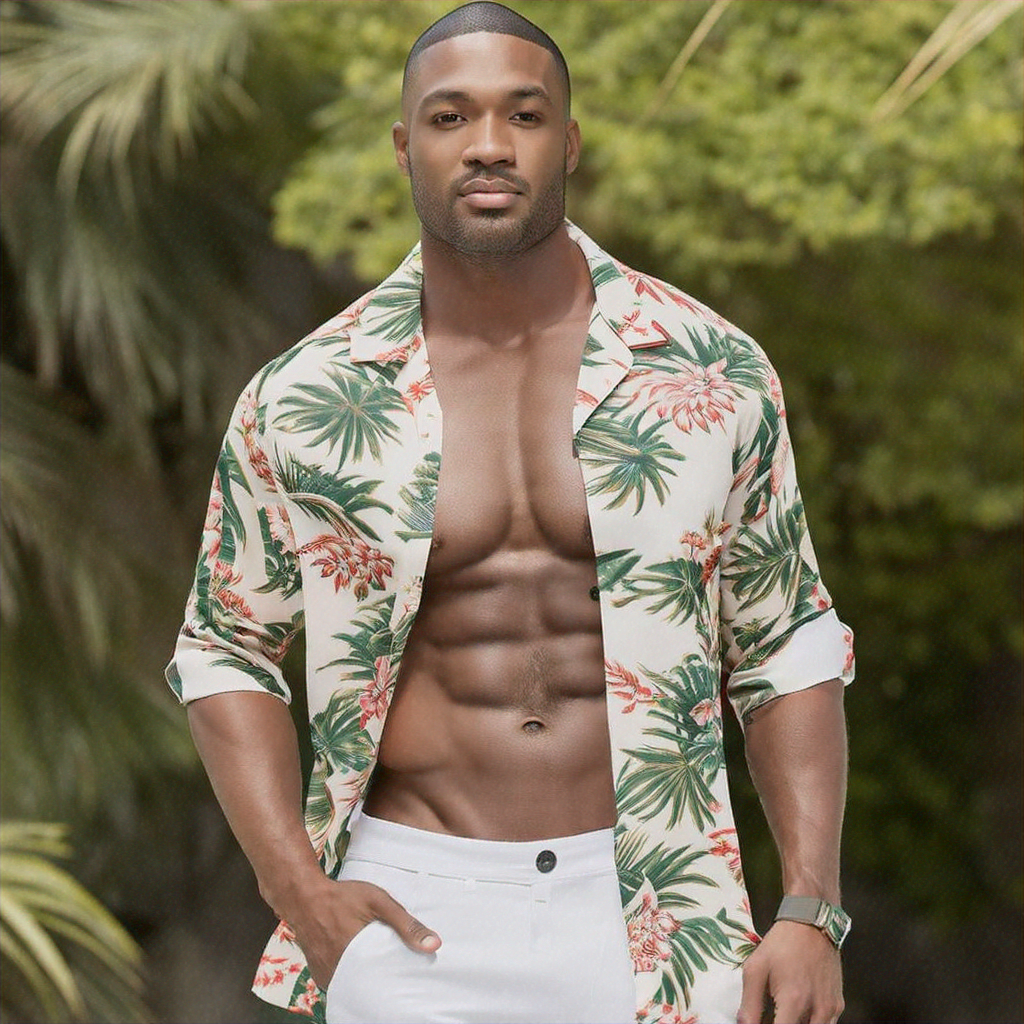 Man wearing a tropical printed shirt