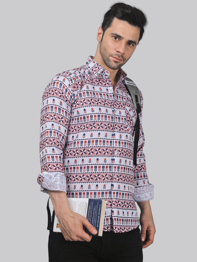 What is the composition of the poplin fabric used in this shirt?