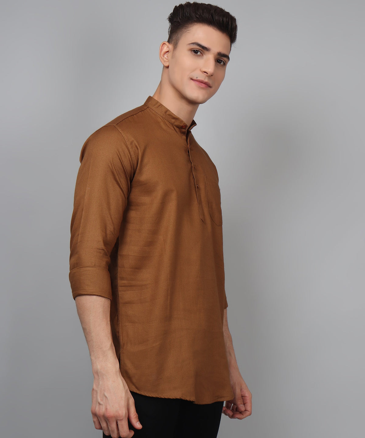 Man wearing a traditional kurta-style shirt
