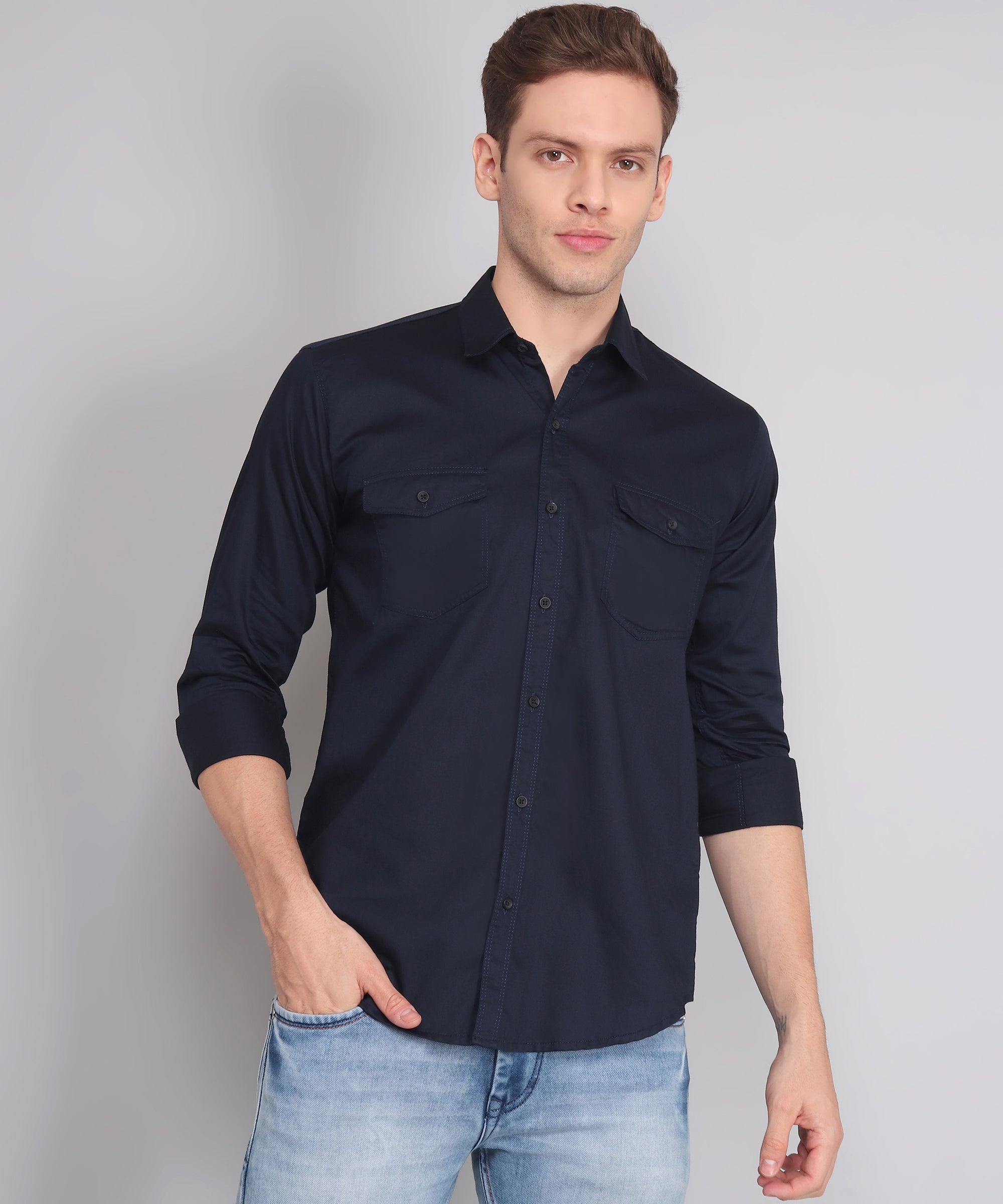 Navigating Style Waters: The Timeless Allure of Navy Blue Cotton Shirts