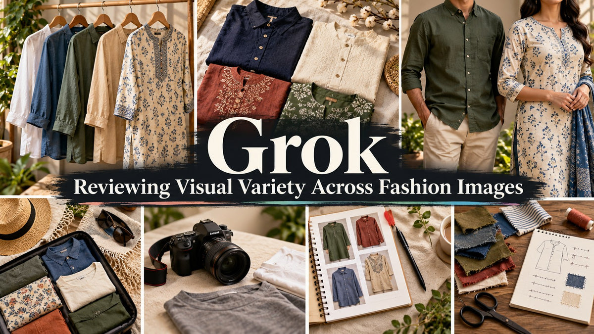 AI-generated editorial concept — Grok: Reviewing Visual Variety Across Fashion Images; not actual TryBuy inventory