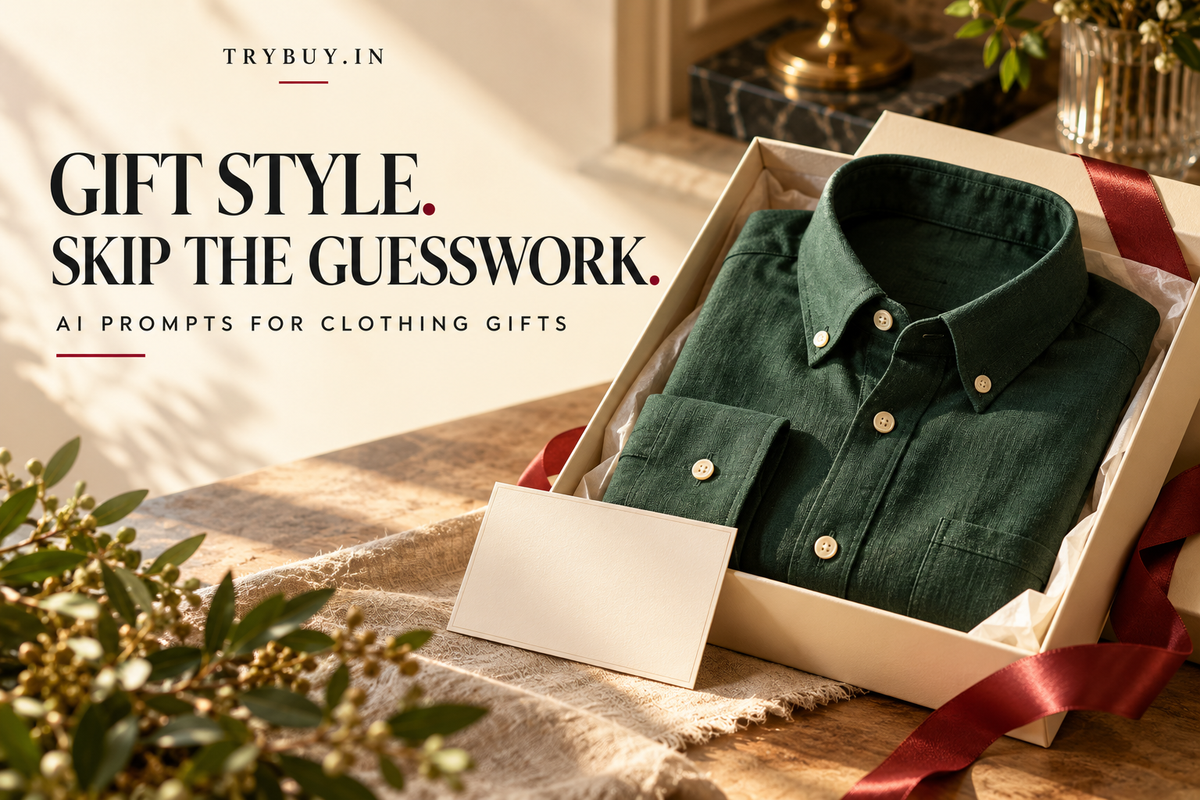 AI-generated shirt gift box cover reading Gift Style. Skip the Guesswork.