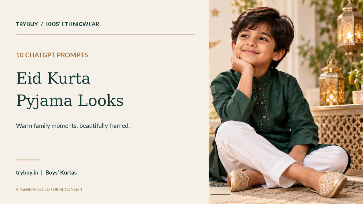 AI-generated green boys’ kurta editorial with 10 ChatGPT Eid outfit prompts